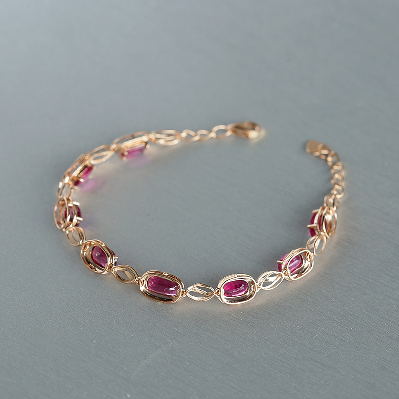 18K金天然巴西彩色碧玺手链 - 红掌柜