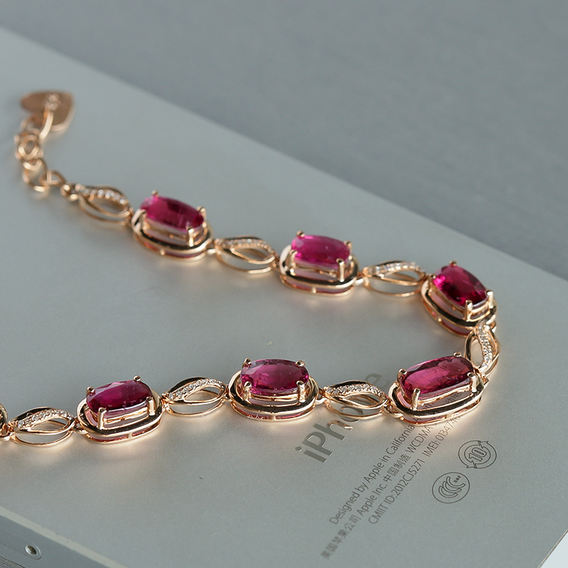 天然巴西彩色碧玺手链 - 红掌柜