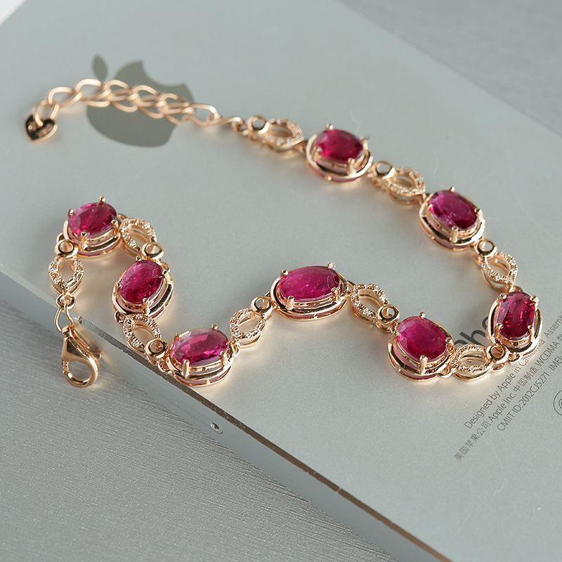 天然巴西彩色碧玺手链 - 红掌柜