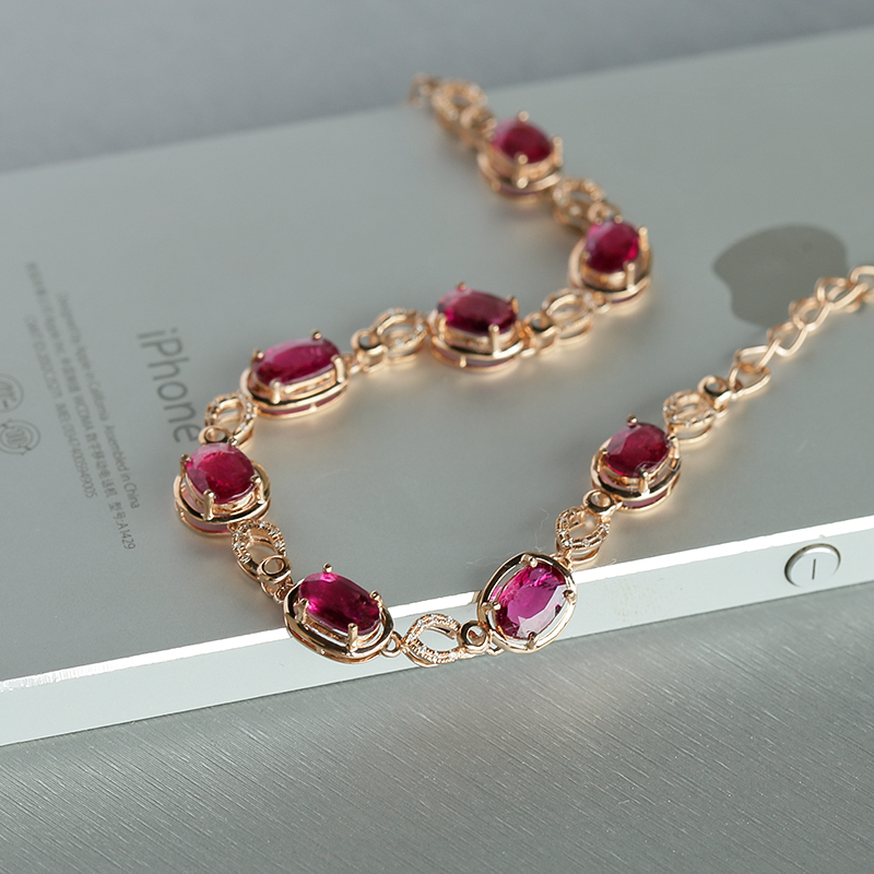 巴西彩色碧玺手链 - 红掌柜