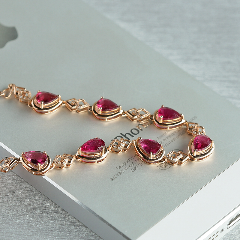 巴西彩色碧玺手链 - 红掌柜