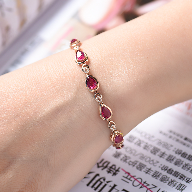 巴西天然碧玺手链-红掌柜