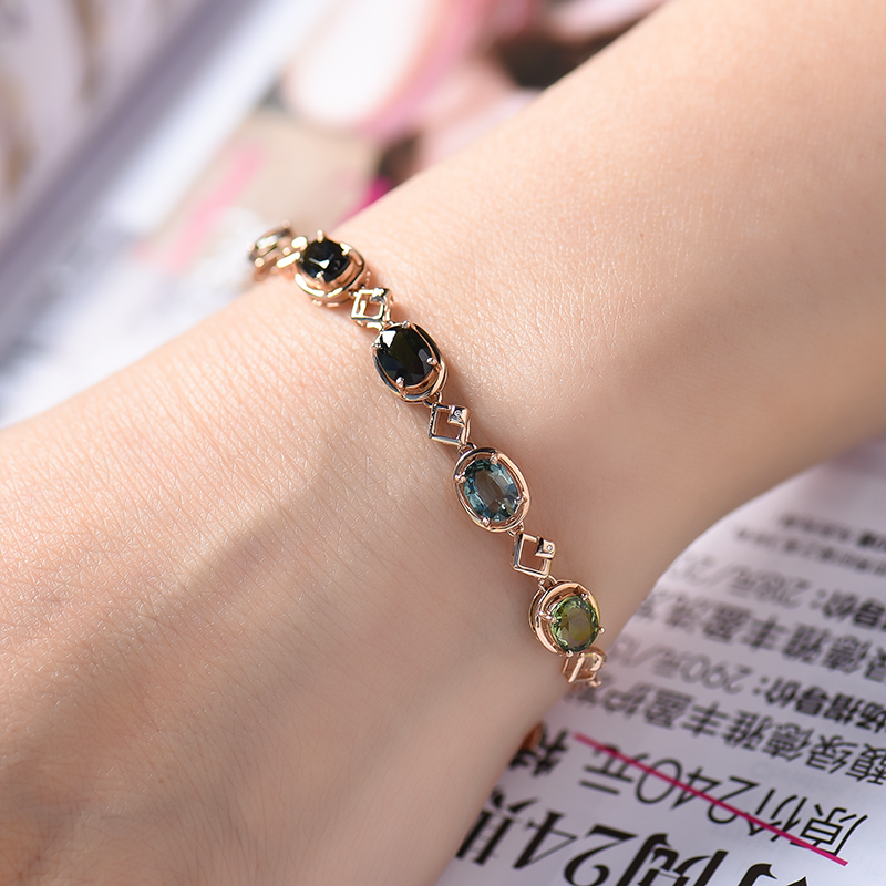 巴西天然碧玺手链-红掌柜