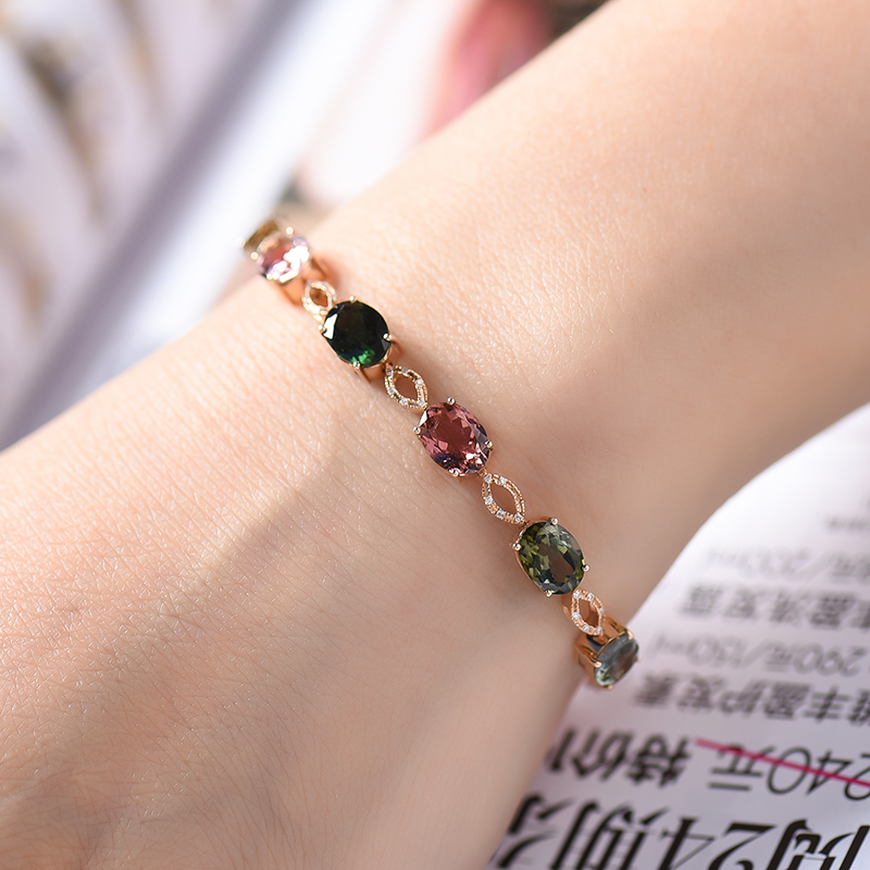 巴西天然碧玺手链-红掌柜