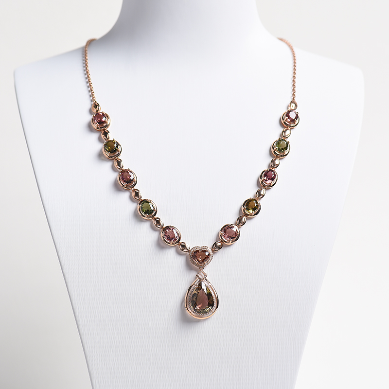 彩色碧玺项链 - 红掌柜