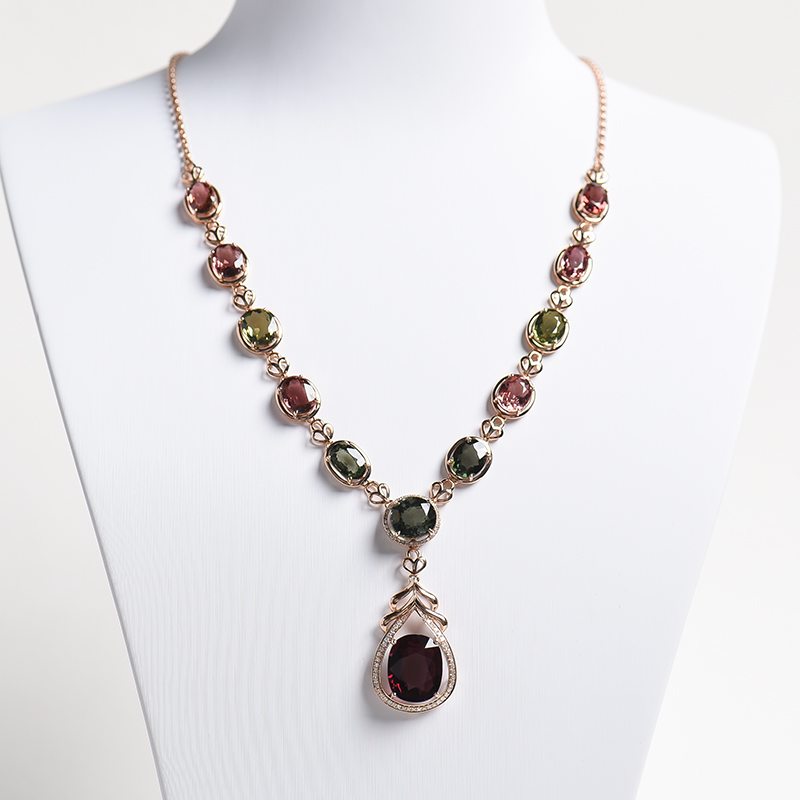 彩色碧玺项链 - 红掌柜
