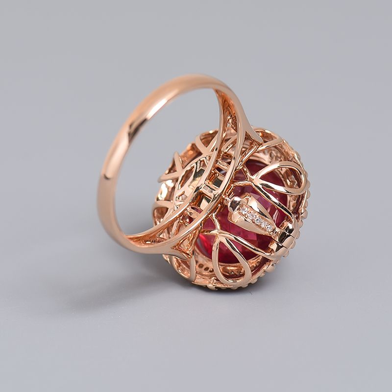 金镶钻红碧玺戒指-红掌柜