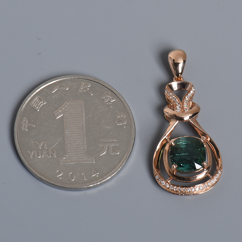 天然绿色碧玺吊坠 - 红掌柜