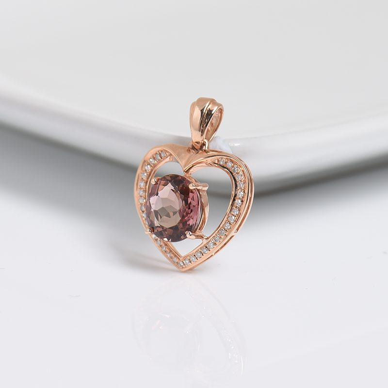 金镶钻碧玺吊坠-红掌柜