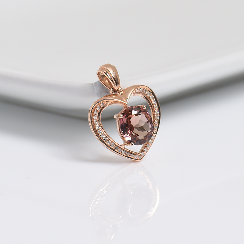 18K金镶钻碧玺挂坠-红掌柜