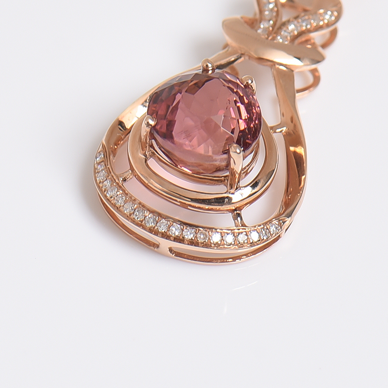 18K金镶钻碧玺挂件-红掌柜