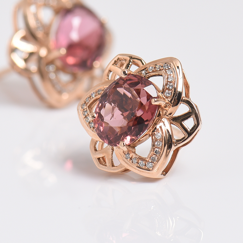 巴西碧玺耳钉-红掌柜