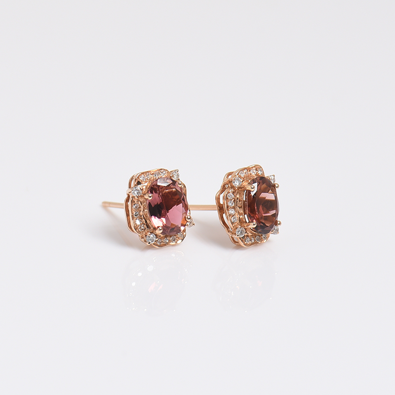 碧玺耳钉-红掌柜