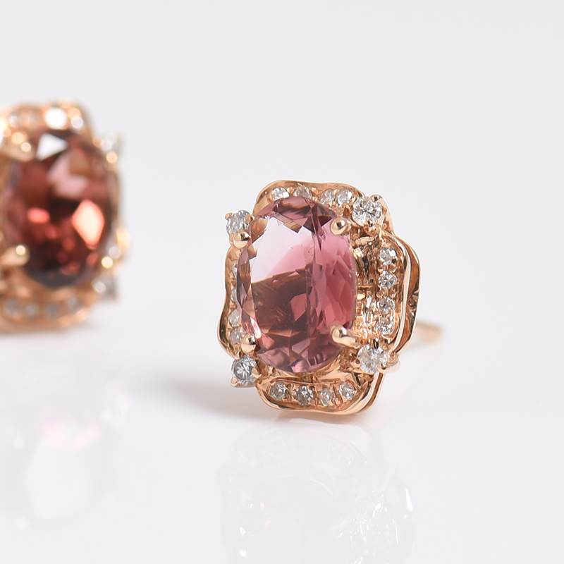 巴西碧玺耳钉-红掌柜