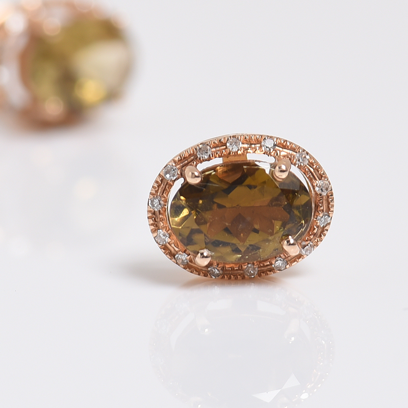 巴西天然碧玺耳钉-红掌柜