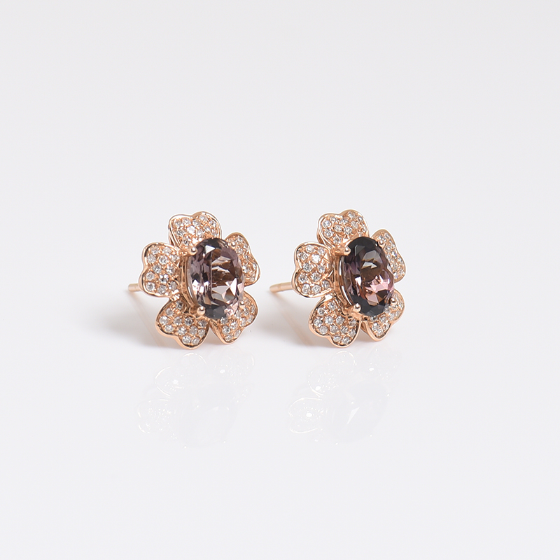 碧玺耳钉-红掌柜