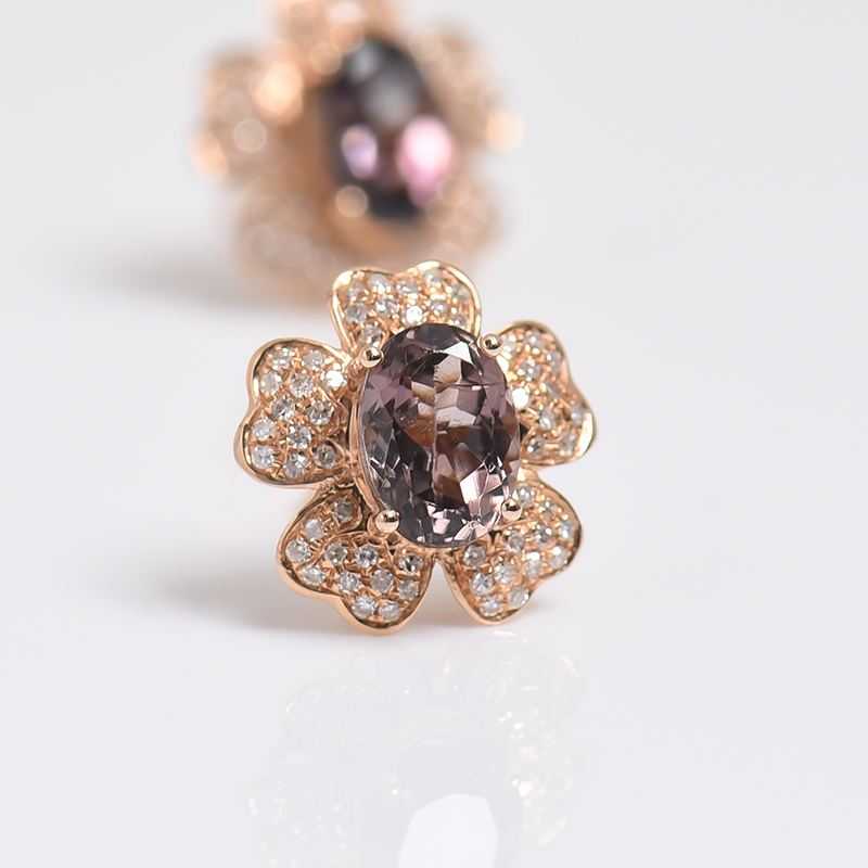 巴西碧玺耳钉-红掌柜