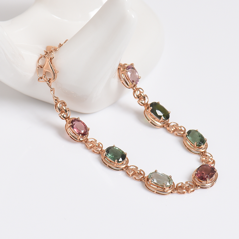 金镶钻碧玺手链-红掌柜