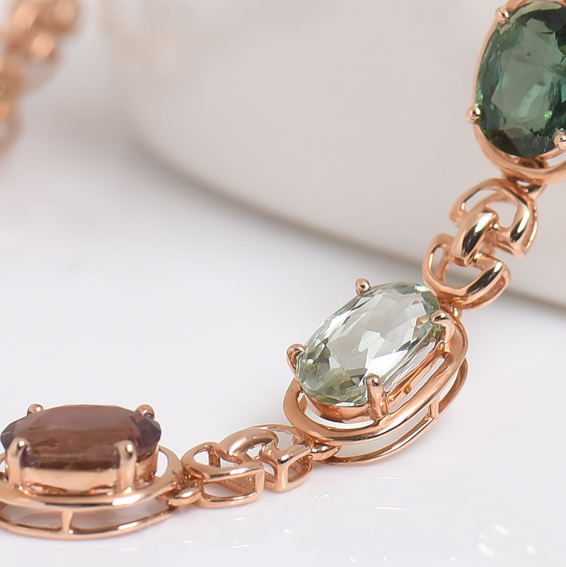 巴西天然碧玺手链-红掌柜