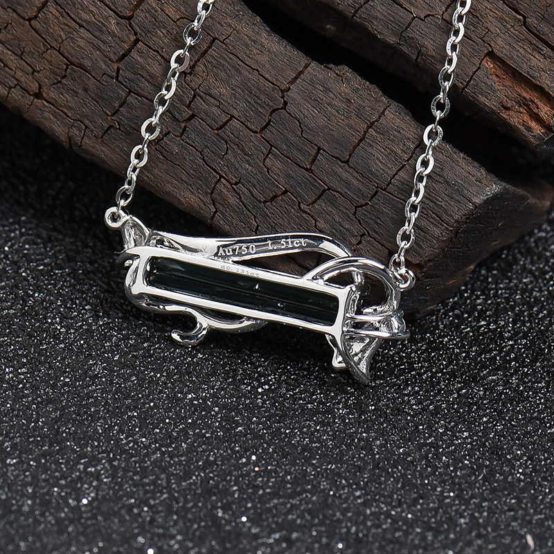 18K白金镶钻巴西绿碧玺吊坠-红掌柜