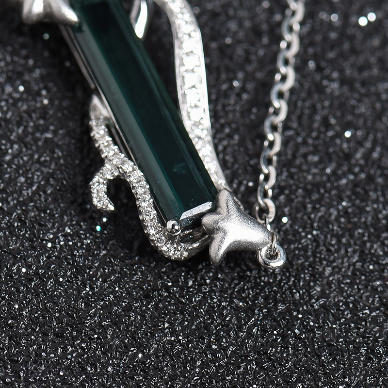 巴西天然绿碧玺吊坠-红掌柜