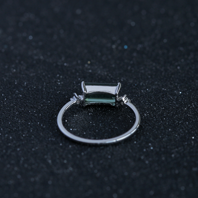 白金镶钻绿碧玺戒指 - 红掌柜