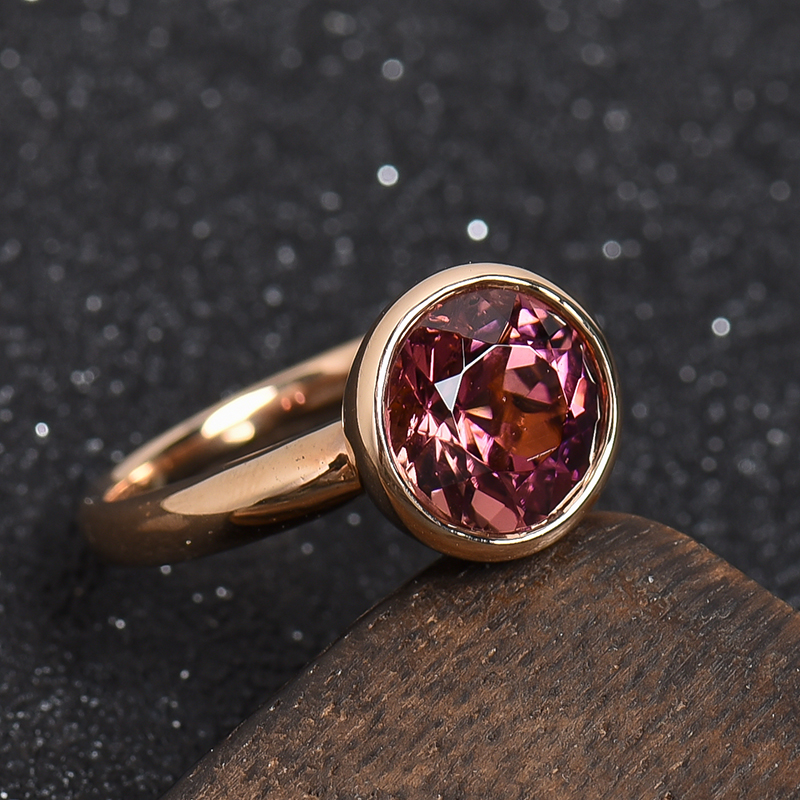 金镶钻巴西天然红碧玺戒指-红掌柜