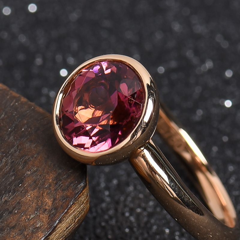 巴西天然红碧玺戒指-红掌柜