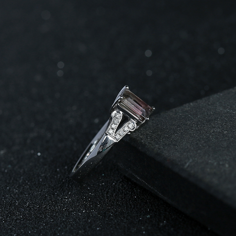 天然18K金镶嵌碧玺戒指 - 红掌柜