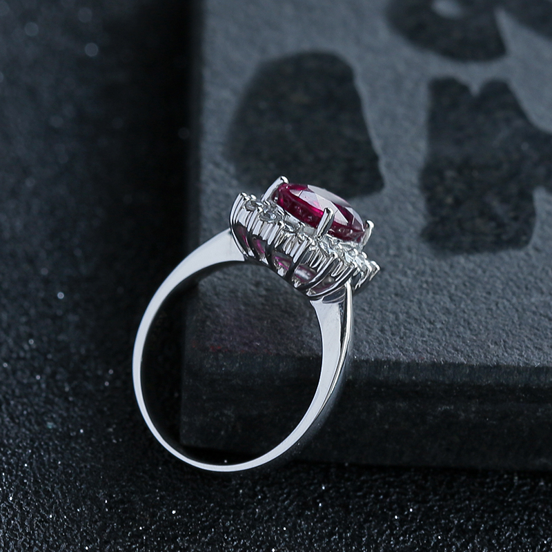 18K金镶钻红碧玺戒指 - 红掌柜