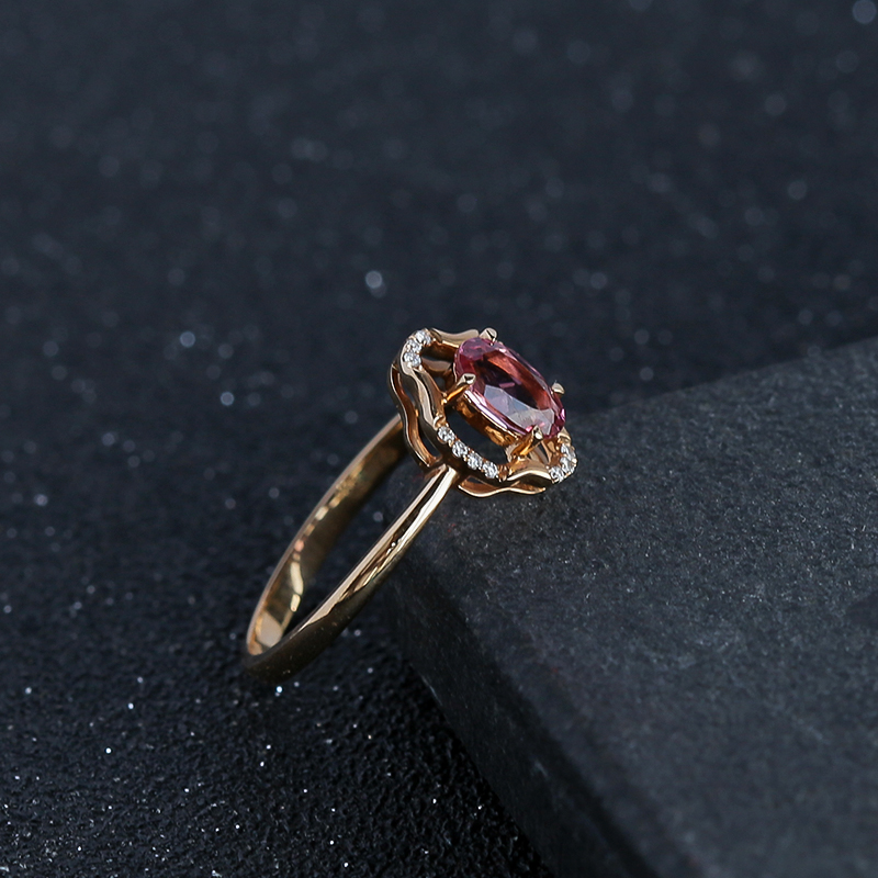 天然18K金红碧玺戒指 - 红掌柜