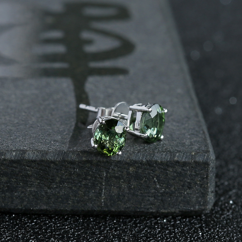 18K绿碧玺耳钉 - 红掌柜