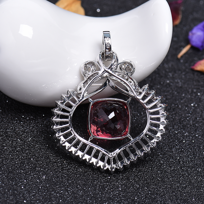 18K金镶碧玺吊坠-红掌柜