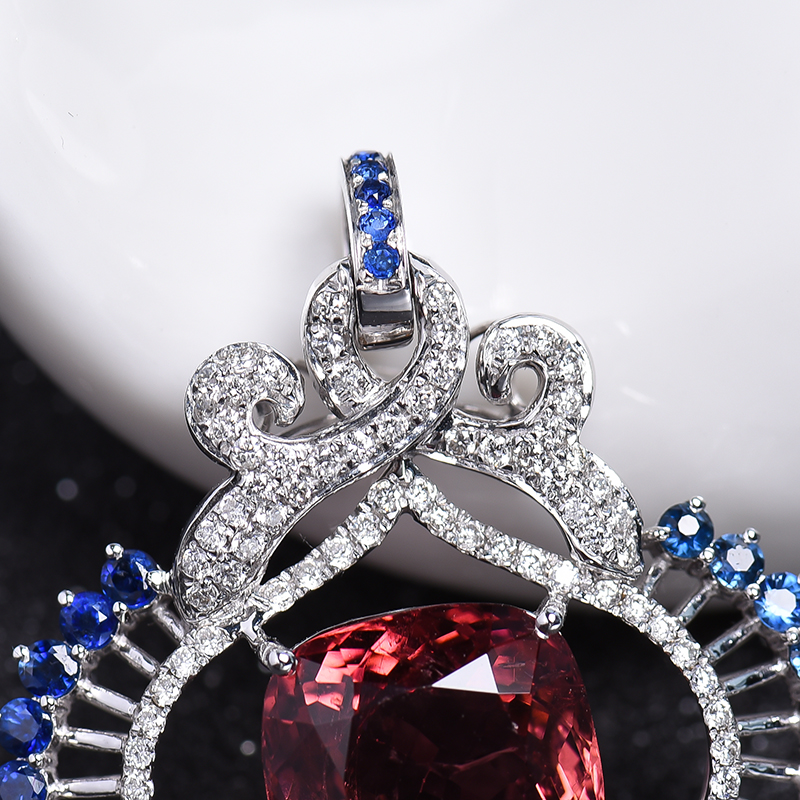 巴西碧玺吊坠-红掌柜