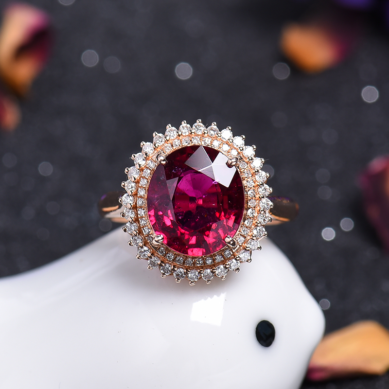 18k金镶钻碧玺戒指-红掌柜珠宝