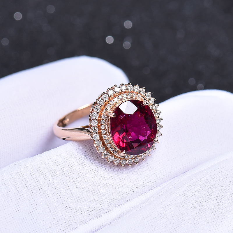 红碧玺戒面-红掌柜珠宝