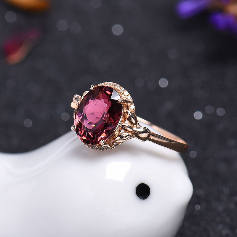 金镶钻碧玺戒指-红掌柜