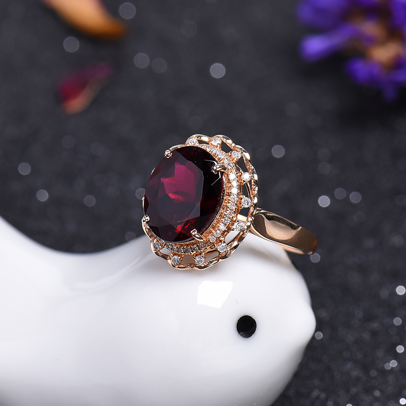 金镶钻碧玺戒指-红掌柜