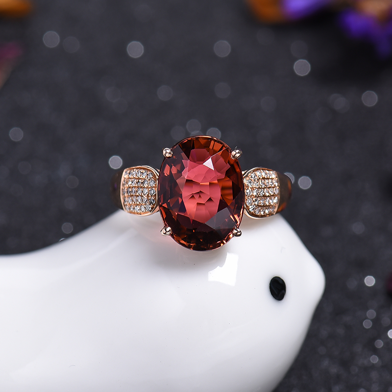 18k金镶钻碧玺戒指-红掌柜珠宝