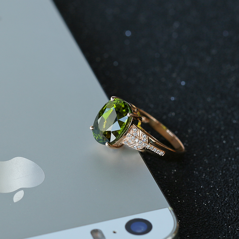 金镶钻碧玺戒指-红掌柜