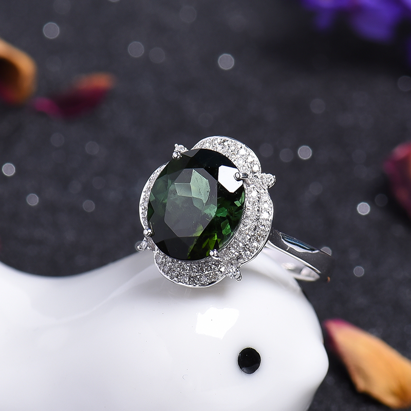 金镶钻碧玺戒指-红掌柜