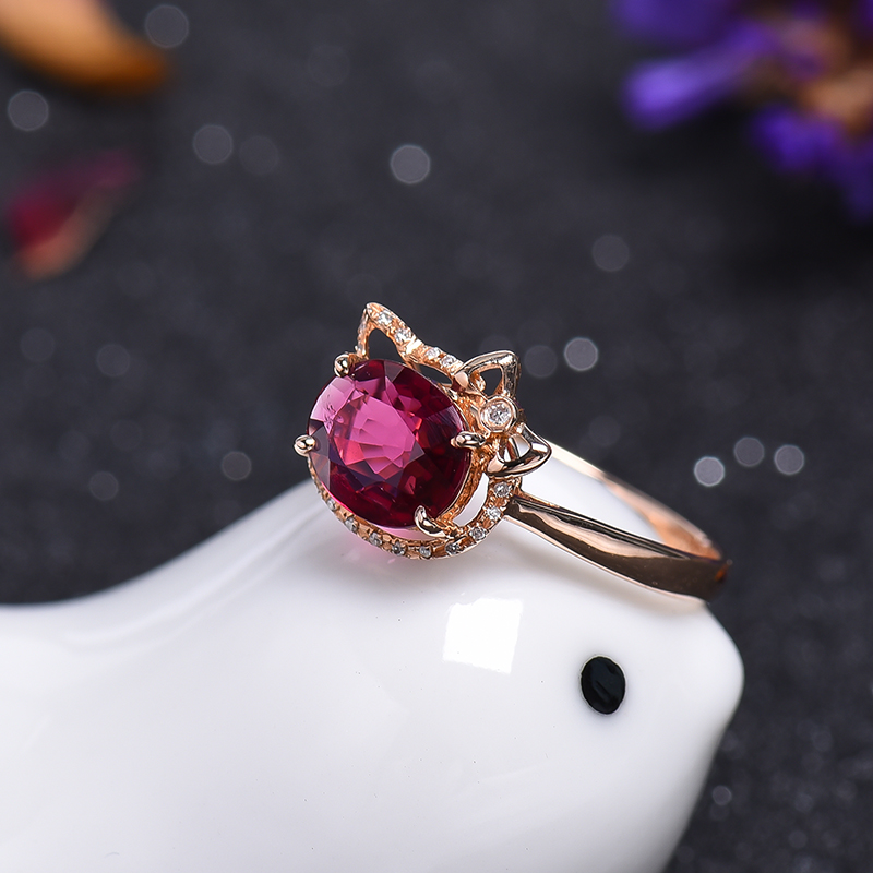 金镶钻碧玺戒指-红掌柜
