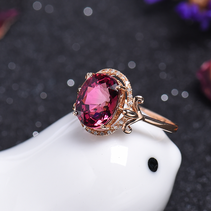 金镶钻碧玺戒指-红掌柜