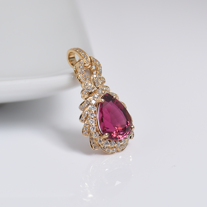 红色碧玺刻面吊坠-红掌柜