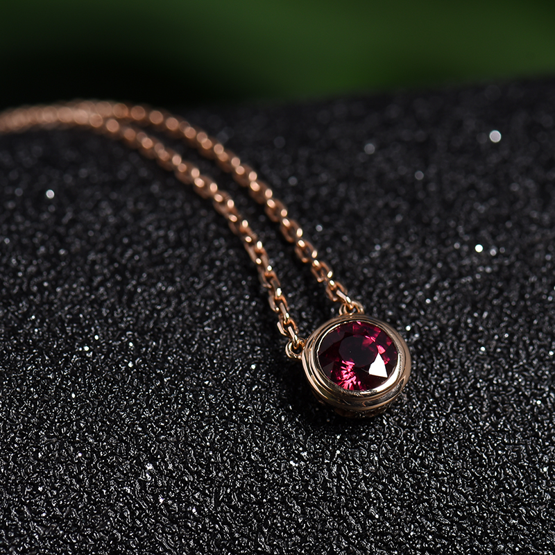 18K金镶嵌红碧玺项链-红掌柜