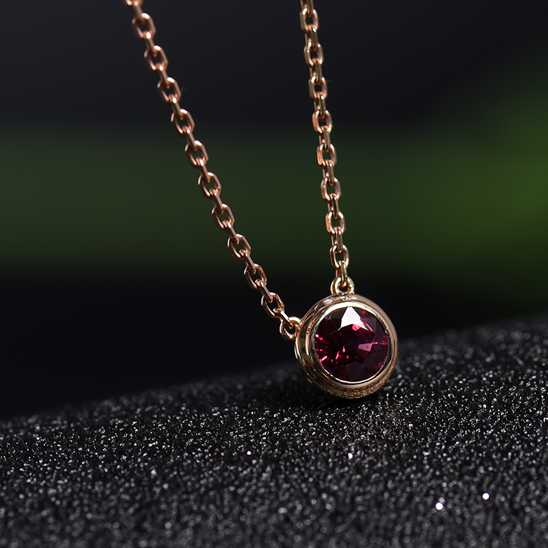 K金镶嵌红碧玺项链-红掌柜