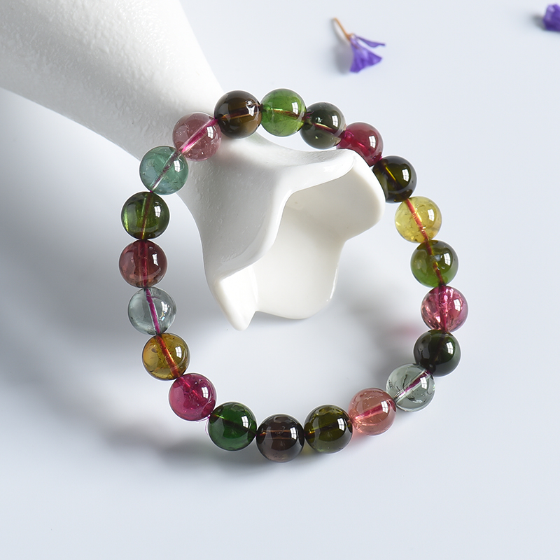 巴西天然8.4mm碧玺单圈手串 - 红掌柜