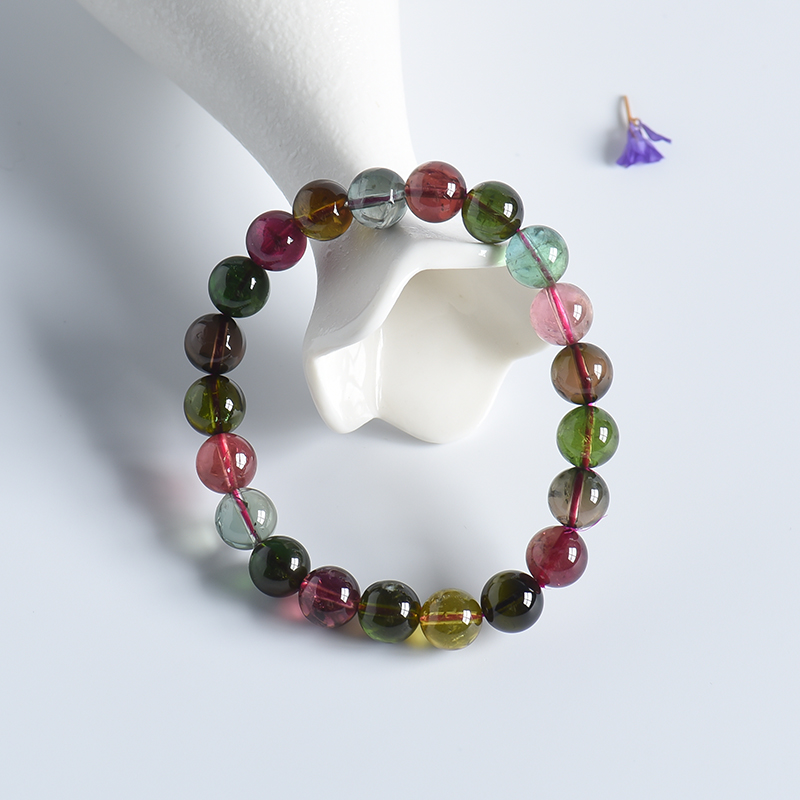 天然8.4mm碧玺单圈手串 - 红掌柜