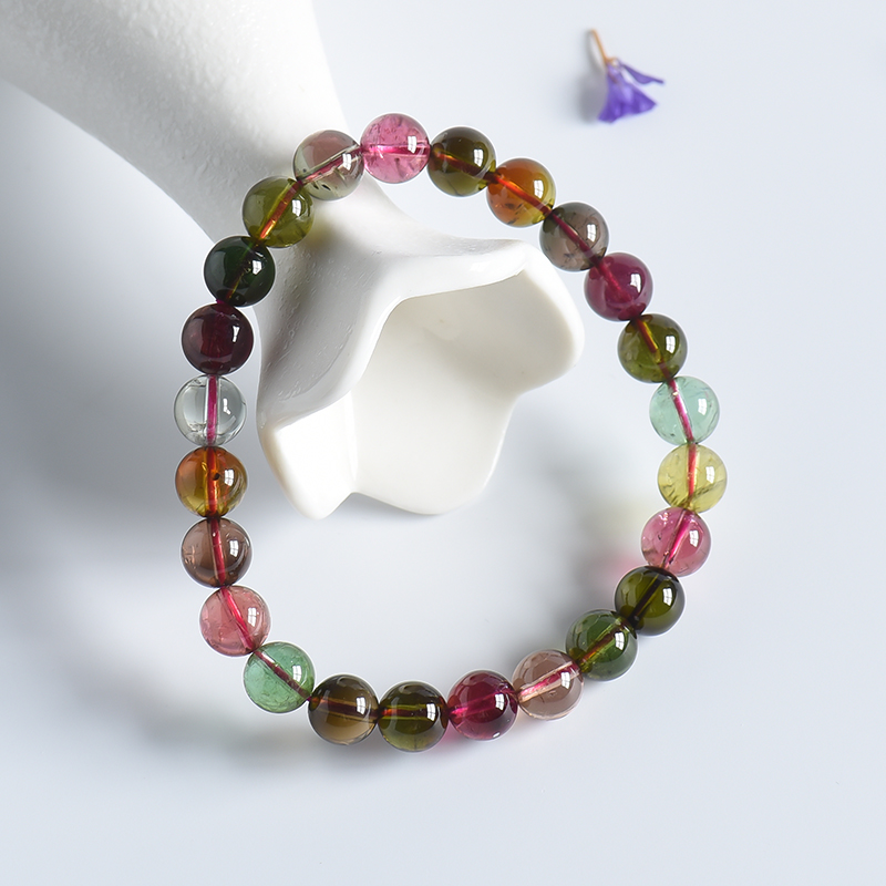 巴西天然7.5mm碧玺单圈手串 - 红掌柜