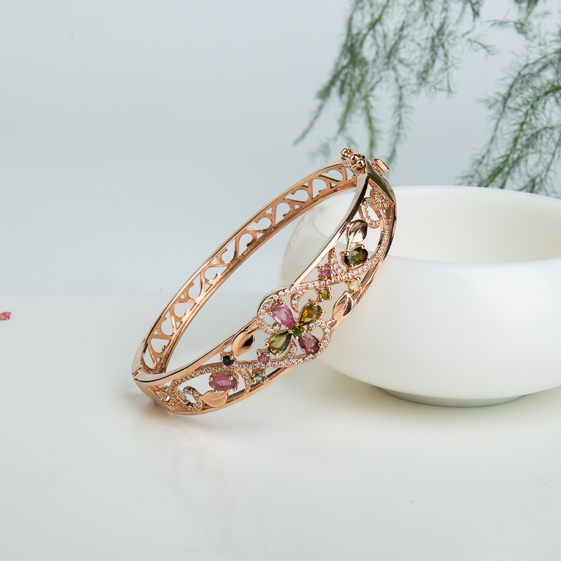 多色碧玺贵妃镯-红掌柜